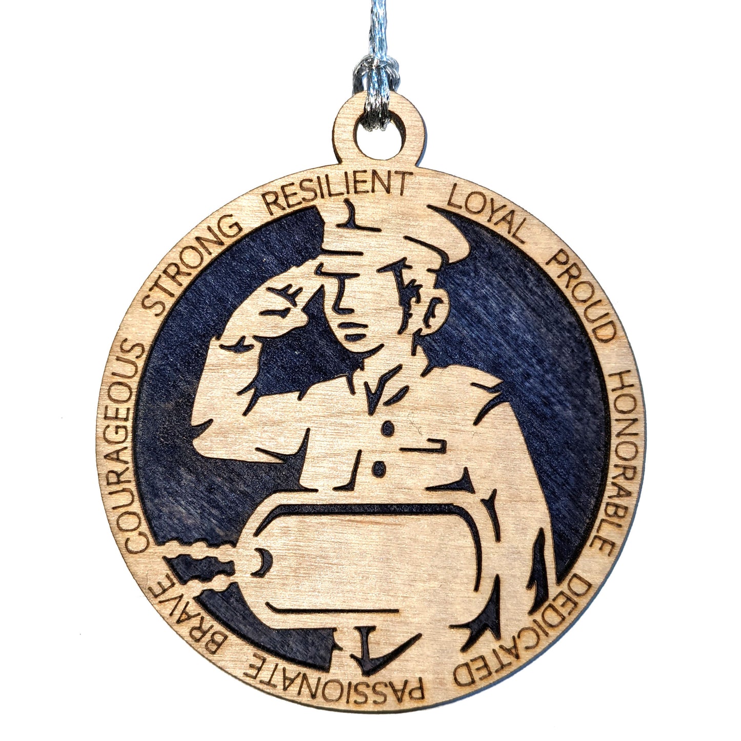 Personalized Female Navy Sailor Ornament - 3" Wooden Christmas Decoration for Women Veterans, Customizable Dog Tags