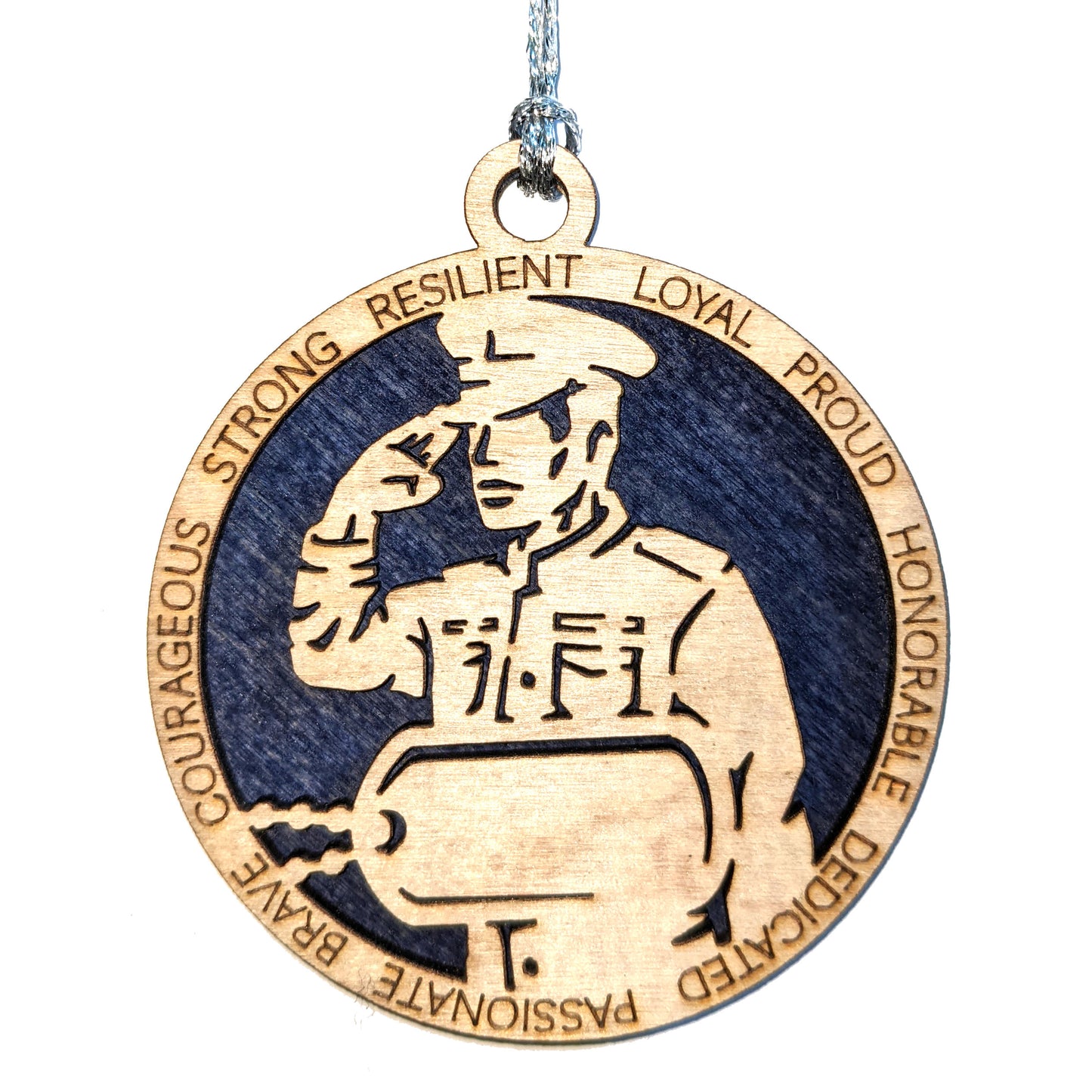 Custom Male Navy Sailor Christmas Ornament - 3" Wood Military Gift with Personalized Dog Tags - USA Handcrafted