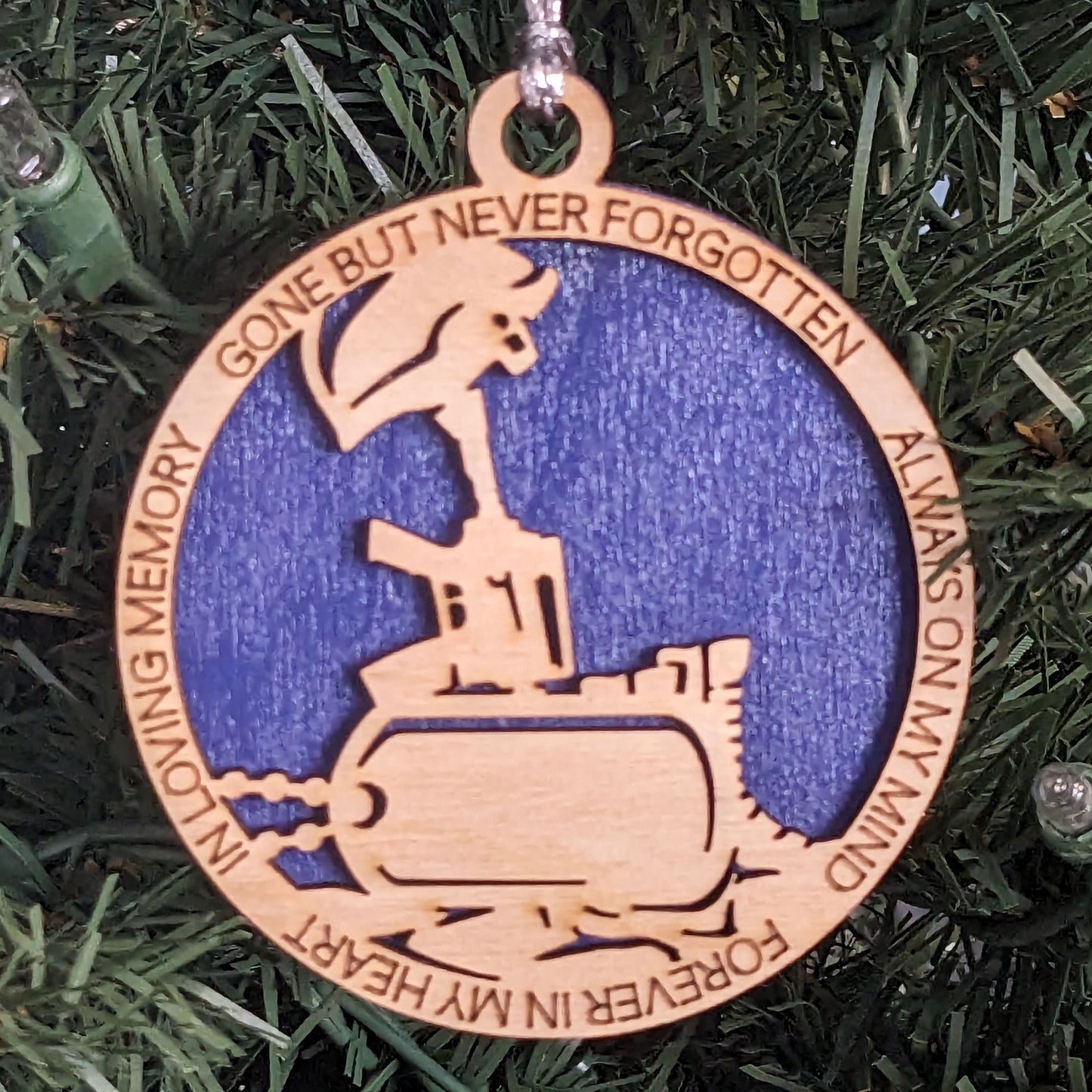 Handcrafted Navy Tribute Ornament - Personalized Dog Tags, Battlefield Cross, Wood, 3"