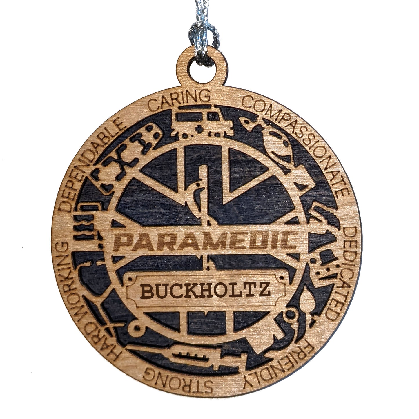 3" Handcrafted Wooden Personalized Paramedic Christmas Ornament - Custom EMT Holiday Decor with Solid Background