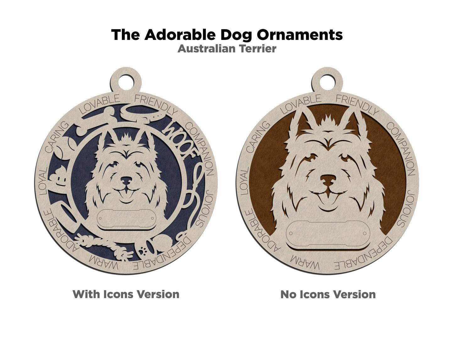 Personalized 3" Round Wooden Dog Christmas Ornament - Australian Terrier Design - Customizable Name Tag & Text - Handcrafted in USA - Choose Colorful Backgrounds - Perfect Holiday Gift!