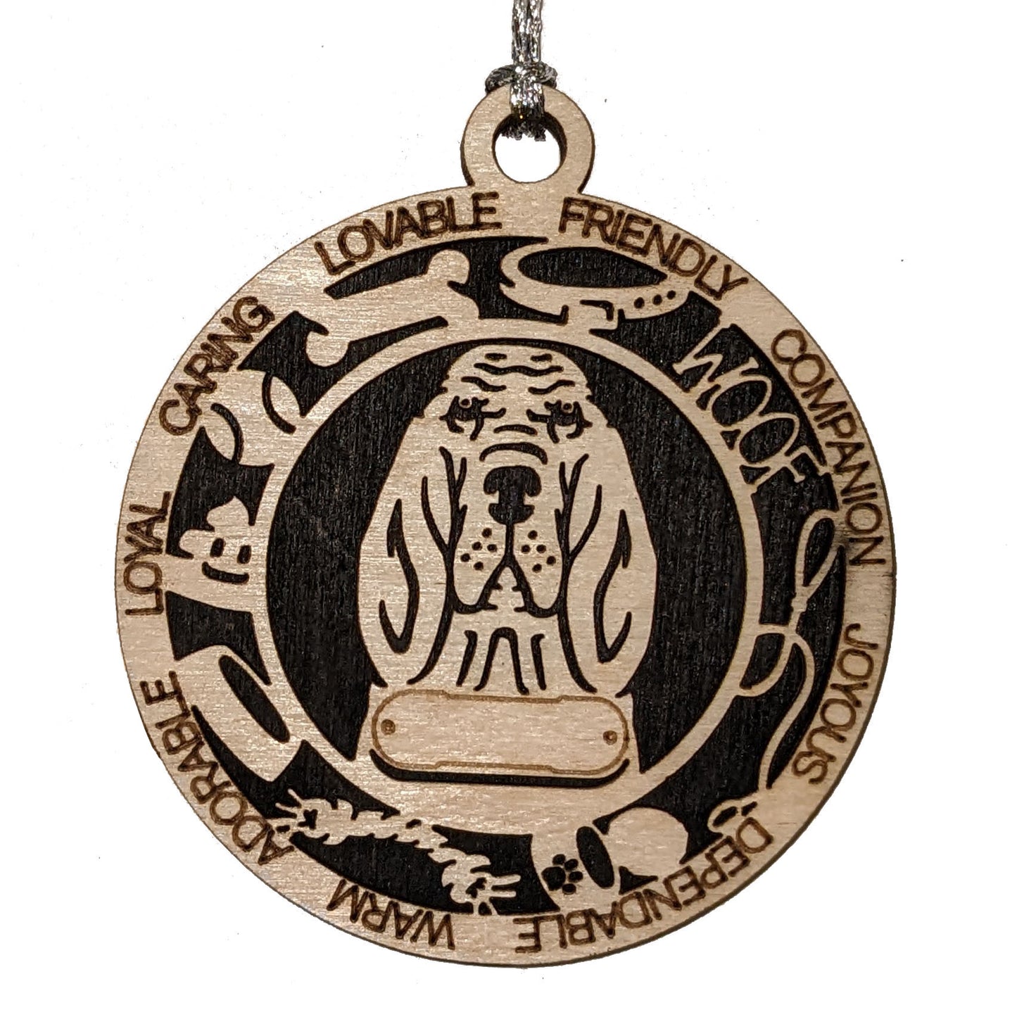 Personalized Bloodhound Dog Christmas Ornament, 3" Round, 2-Layer Laser Cut Wood, Customizable Name Tag & Text, Handcrafted in USA, Choose Colorful Background, Perfect Holiday Gift for Dog Lovers