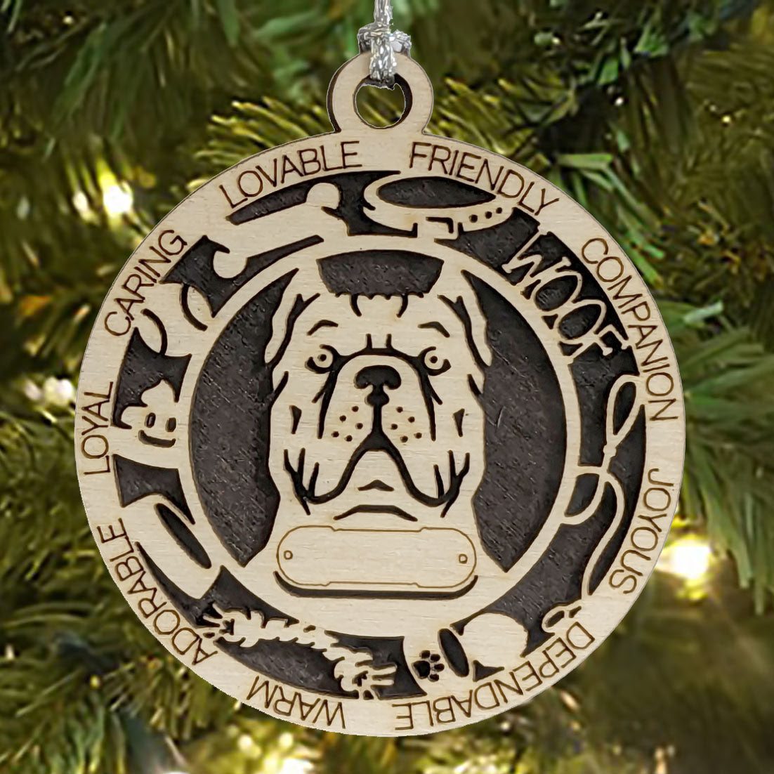 Personalized Cane Corso Dog Christmas Ornament, 3" Round, 2-Layer Laser Cut Wood, Customizable Name Tag & Text, Handcrafted in USA, Natural Wood & Color Options, Perfect Holiday Gift for Pet Lovers
