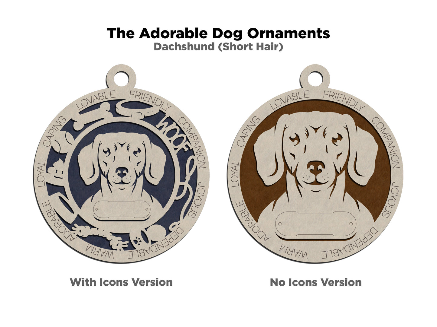 Personalized 3" Round Wooden Christmas Ornament - Short Hair Dachshund Dog Theme - Customizable Name Tag & Text - Handcrafted in USA - Choose Colorful Backgrounds - Perfect Holiday Gift!