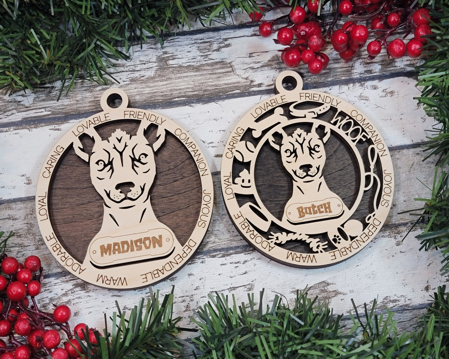 Personalized 3" Round Wooden Dog Christmas Ornament - Mexican Hairless Design - Customizable Name Tag & Text - Handcrafted in USA - Choose Colorful Backgrounds - Perfect Holiday Gift for Pet Lovers