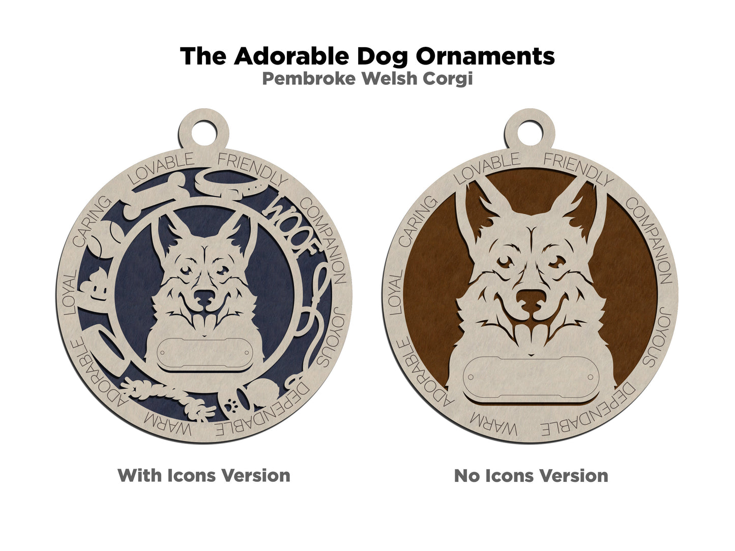 Personalized 3" Round Wooden Dog Christmas Ornament - Pembroke Welsh Corgi Design - Customizable Name Tag & Text - Handcrafted in USA - Choose Background Color or Print - Perfect Holiday Gift!
