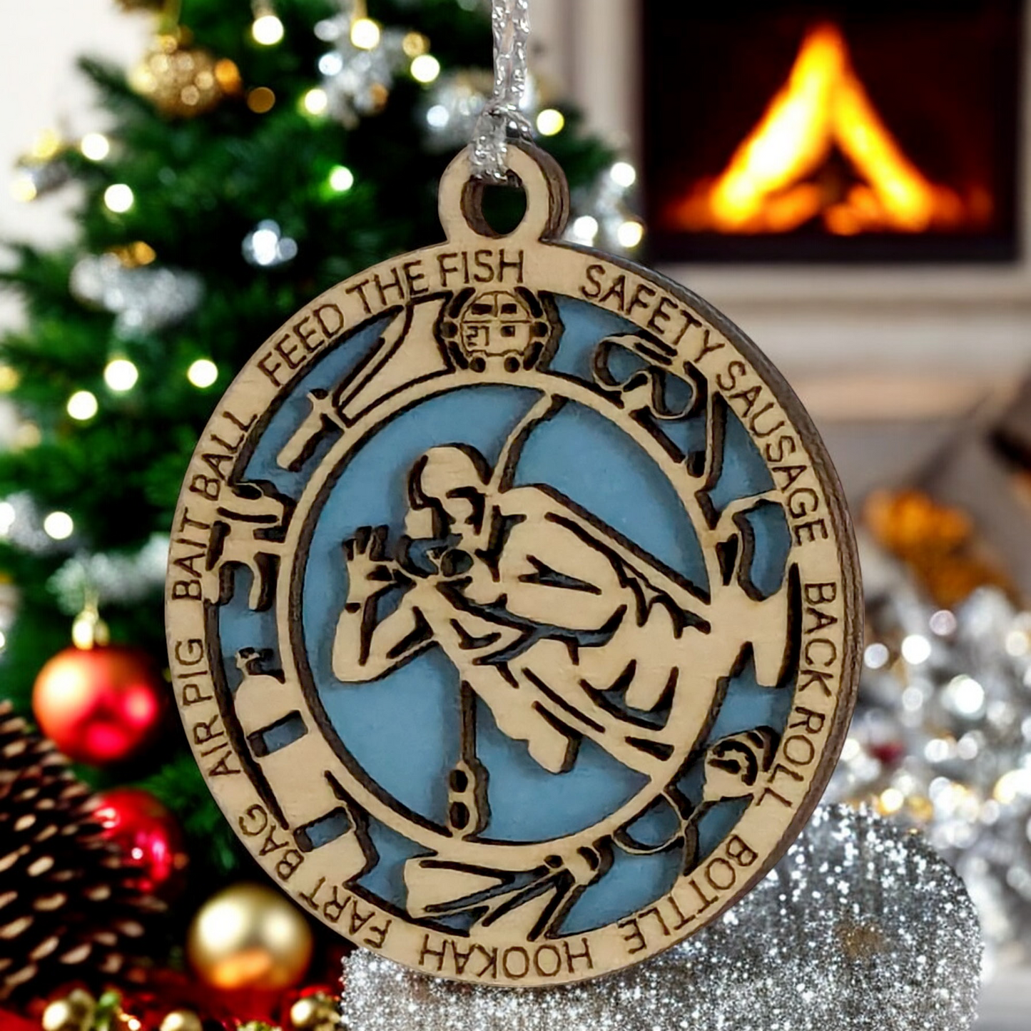3" Handcrafted Wooden Personalized Scuba Diving Christmas Ornament - Custom Underwater Adventure Holiday Decor