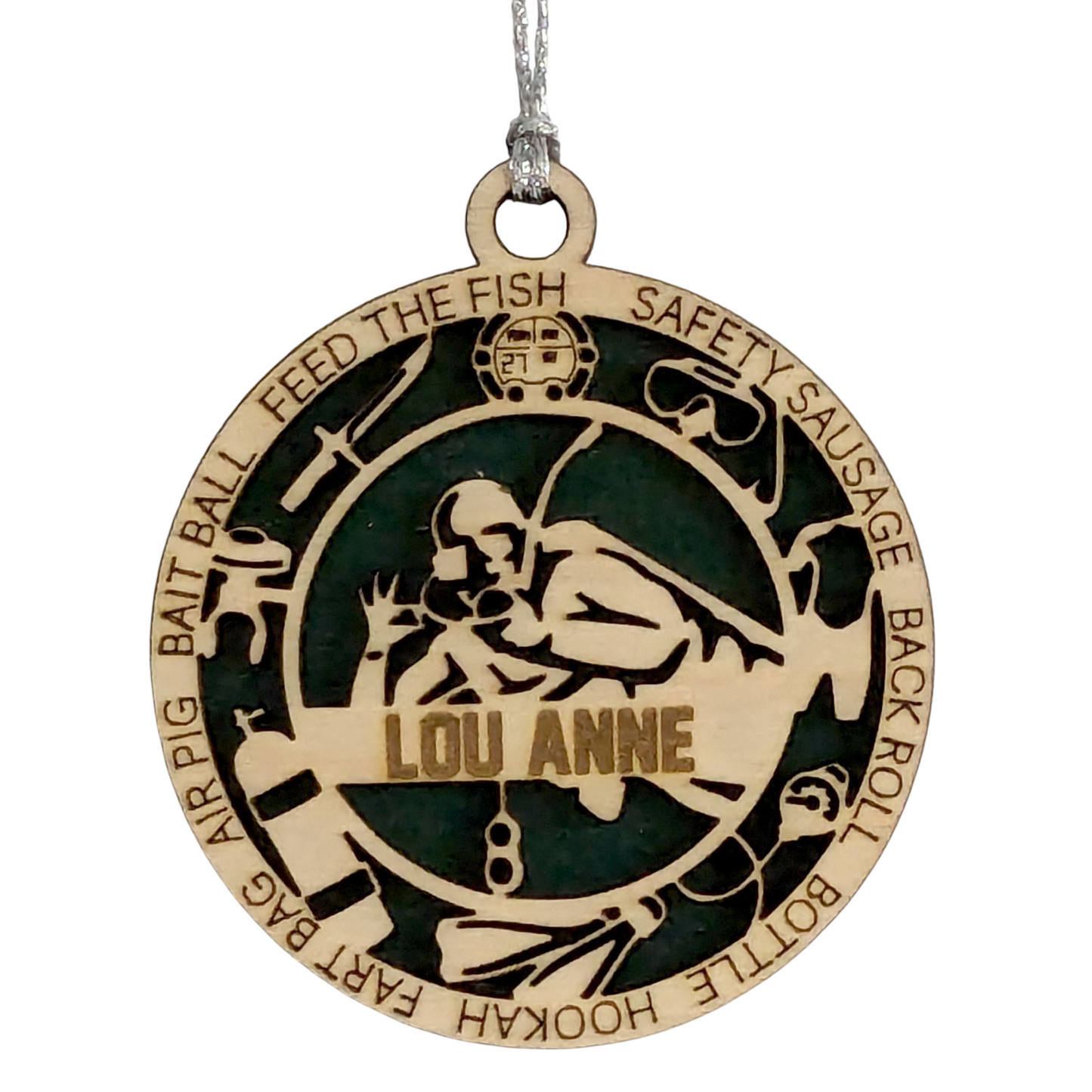 3" Handcrafted Wooden Personalized Scuba Diving Christmas Ornament - Custom Underwater Adventure Holiday Decor