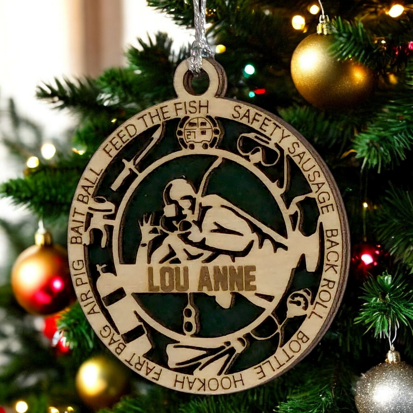 3" Handcrafted Wooden Personalized Scuba Diving Christmas Ornament - Custom Underwater Adventure Holiday Decor