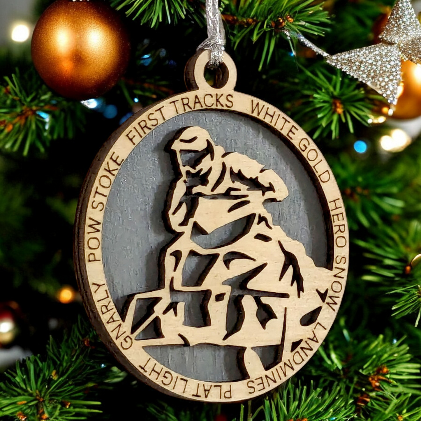 3" Laser Cut Handcrafted Wooden Personalized Snowmobiling Christmas Ornament - Unique Holiday Decor, Customizable Snowmobile Winter Sport Keepsake for Snowmobilers - Rustic Wood Tree Decoration