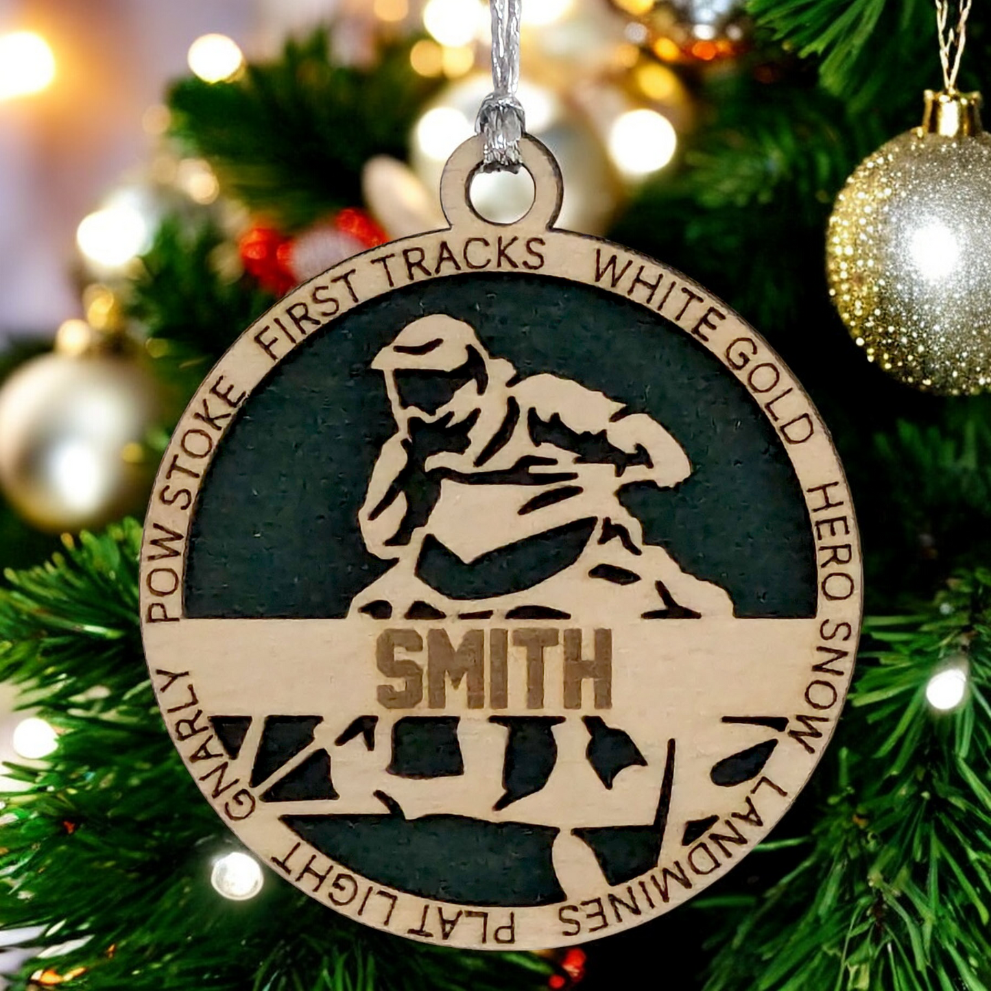 3" Laser Cut Handcrafted Wooden Personalized Snowmobiling Christmas Ornament - Unique Holiday Decor, Customizable Snowmobile Winter Sport Keepsake for Snowmobilers - Rustic Wood Tree Decoration
