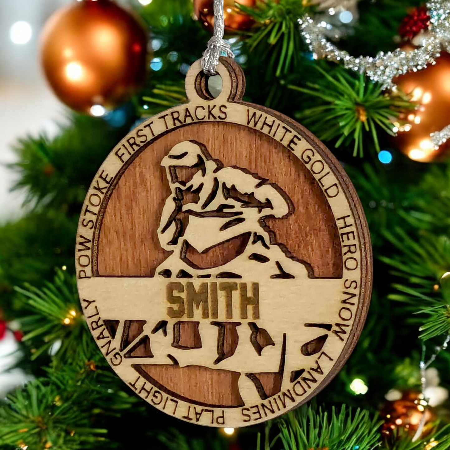 3" Laser Cut Handcrafted Wooden Personalized Snowmobiling Christmas Ornament - Unique Holiday Decor, Customizable Snowmobile Winter Sport Keepsake for Snowmobilers - Rustic Wood Tree Decoration