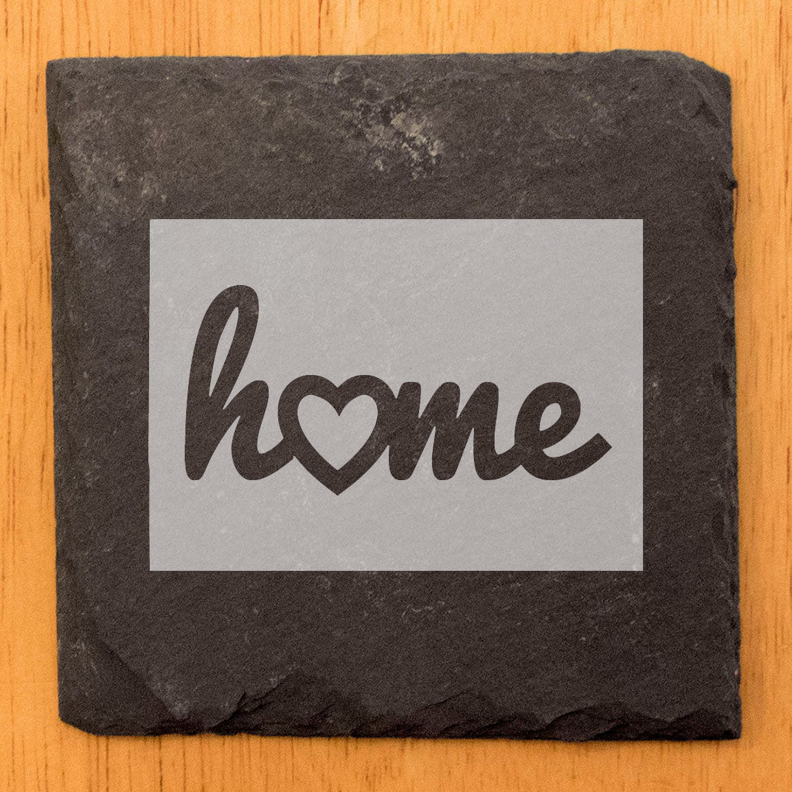 Rustic Slate Coasters Set of 4, Round 4" with Colorado 'Home' Heart Design, Perfect for Holidays, Birthdays, Housewarming, She-Shed, Man Cave, Made in Oregon, USA, , Natural Edge