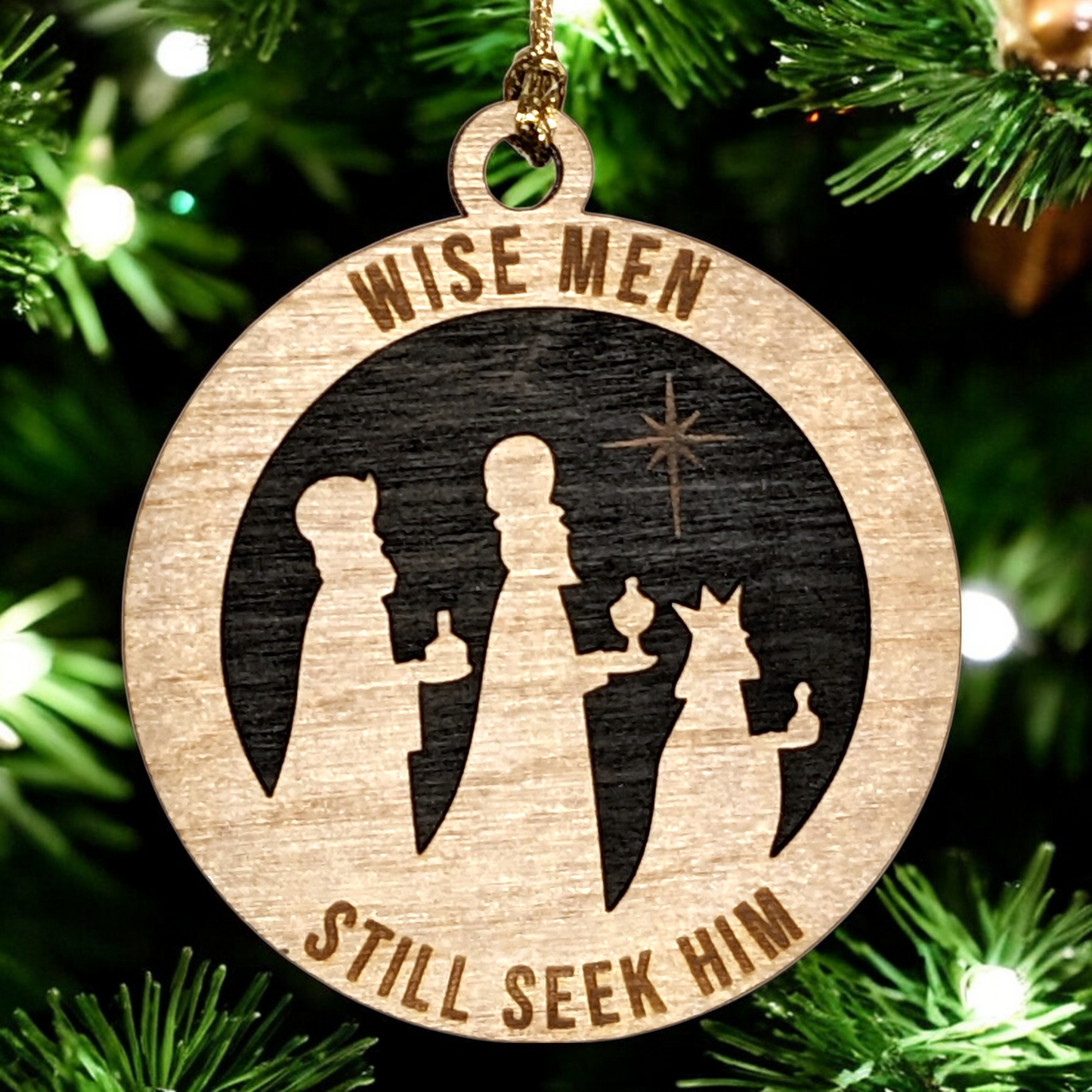 3" Wooden Three Kings Ornament - Rustic Religious Christmas Decor, USA Made