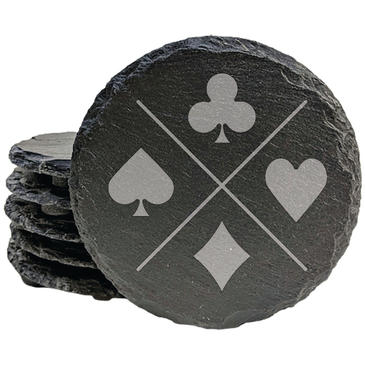 Timeless Elegance: Coasters with Laser-Etched Card Suit Design