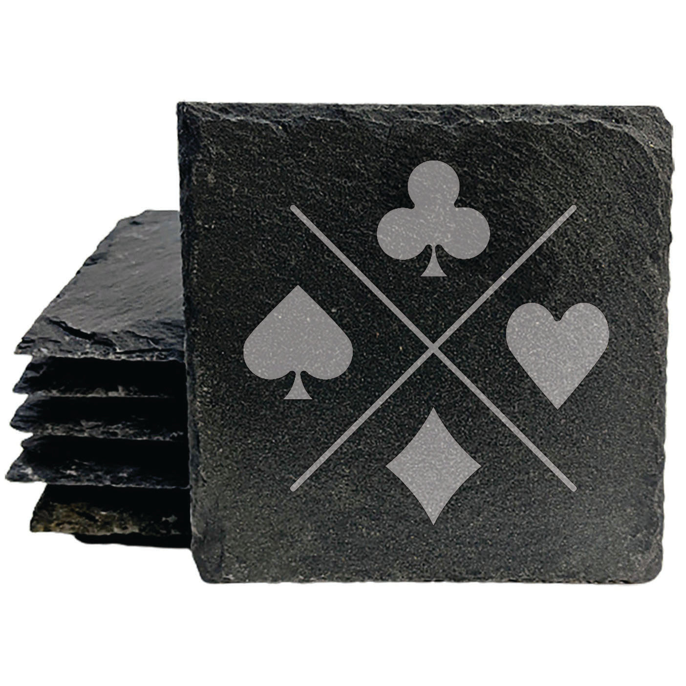 Timeless Elegance: Coasters with Laser-Etched Card Suit Design