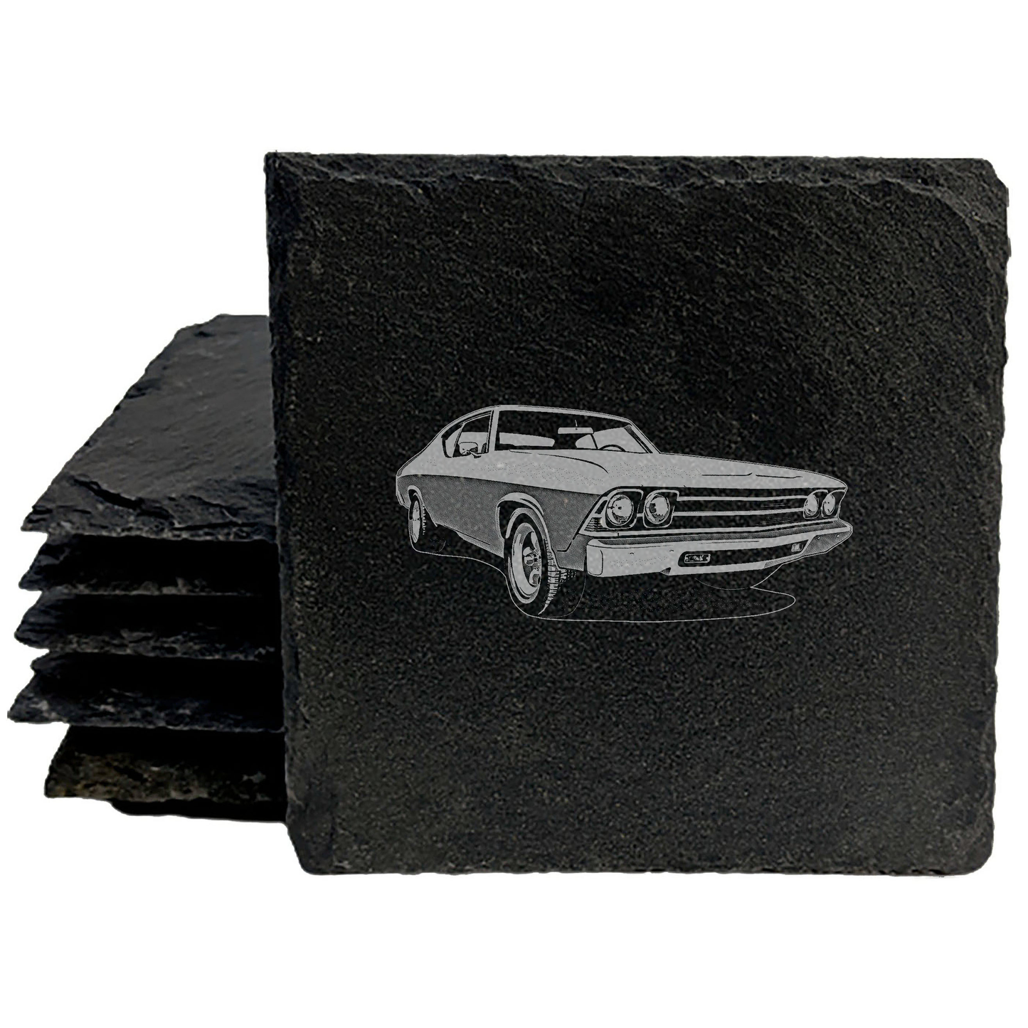Gear Up for Style: Laser-Etched '69 Chevelle SS Coasters for Your Garage