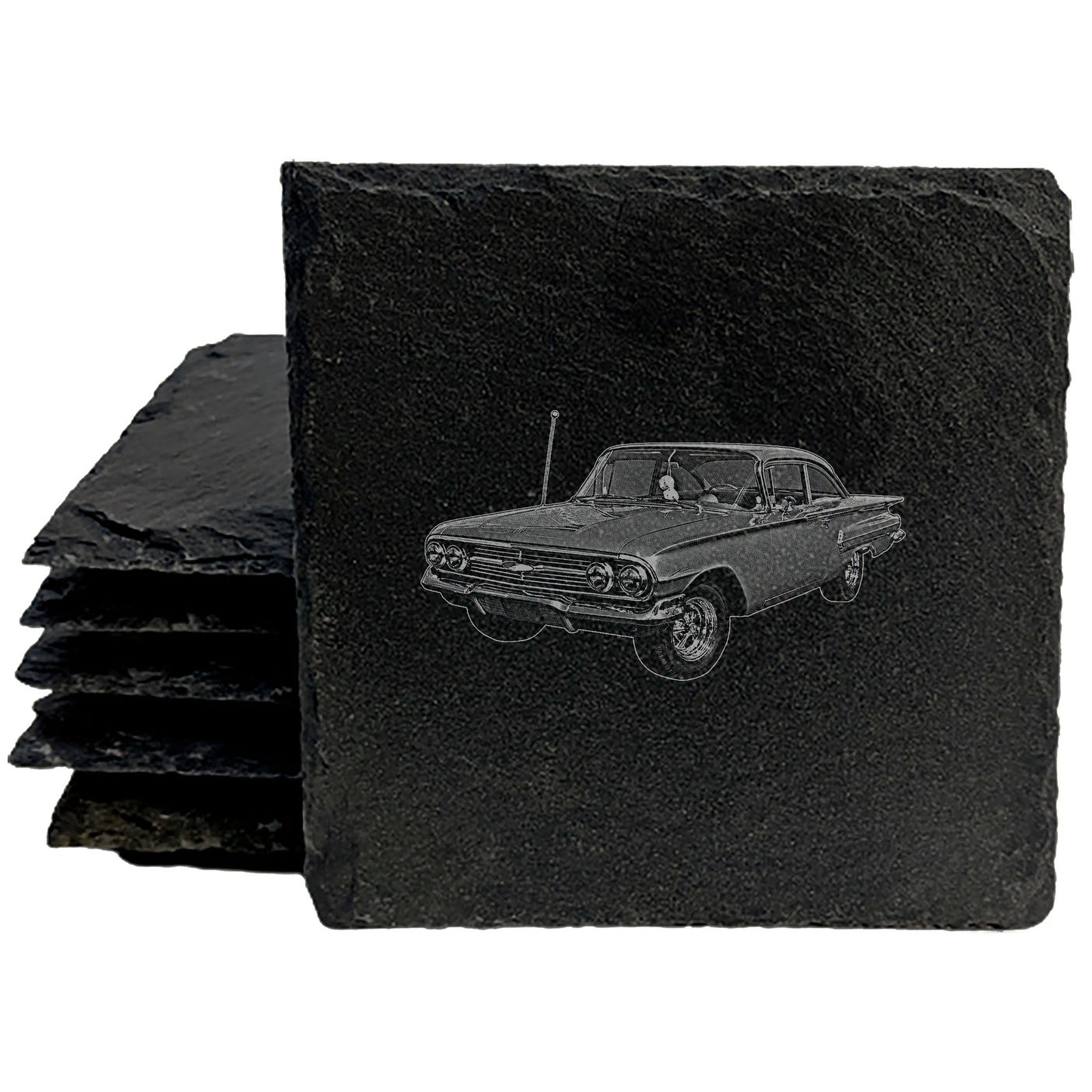 Classic Style, Modern Function: 1960 Chevy Biscayne Laser-Etched Coasters