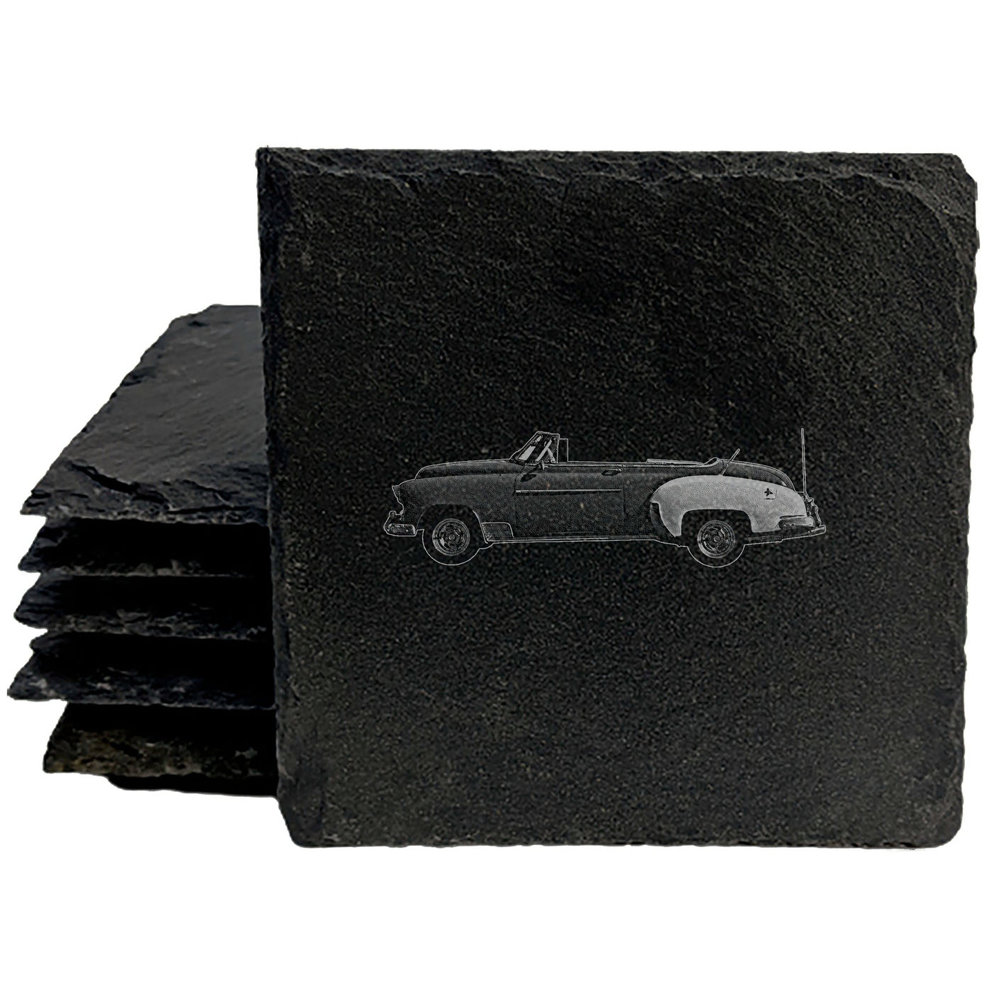 Double Take Delight: 1950 Chevy Deluxe Coasters (Set of 4, 2 Designs)