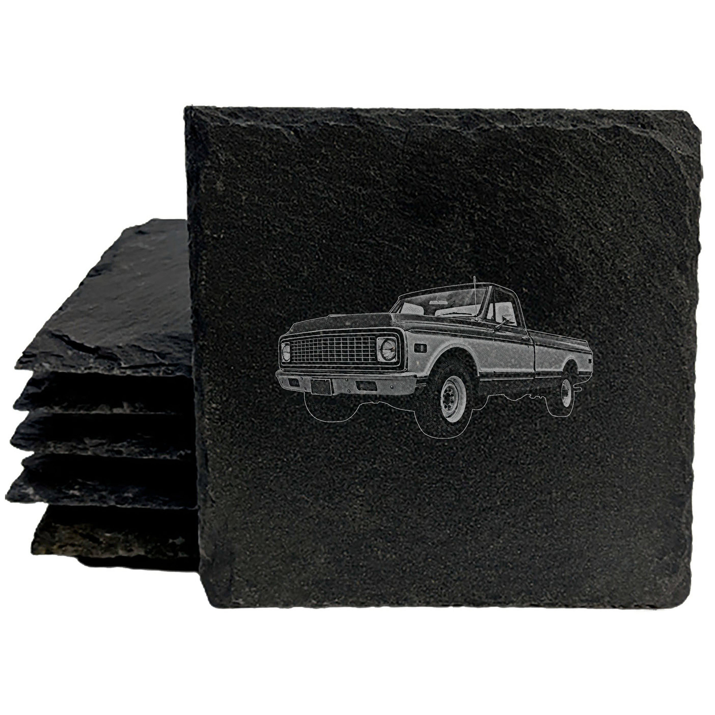 A Timeless Ride: Vintage Chevy Truck Coasters with Rustic Charm