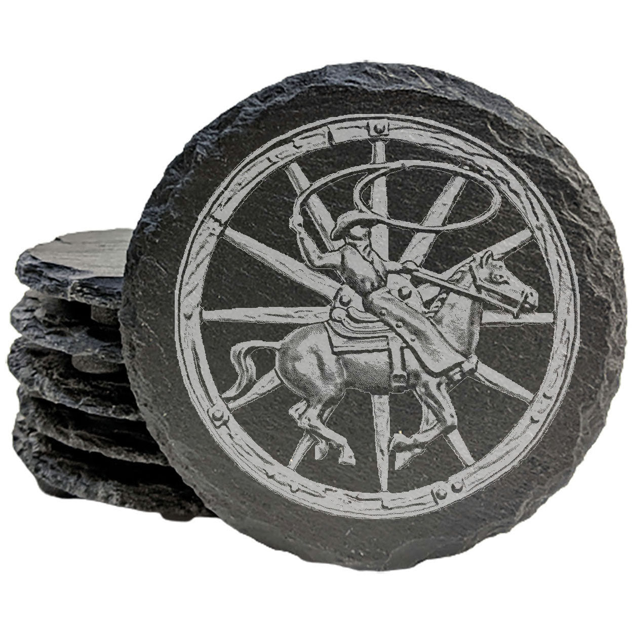Durable & Stylish: Cowboy on Horseback Slate Coasters - Perfect for Everyday Use
