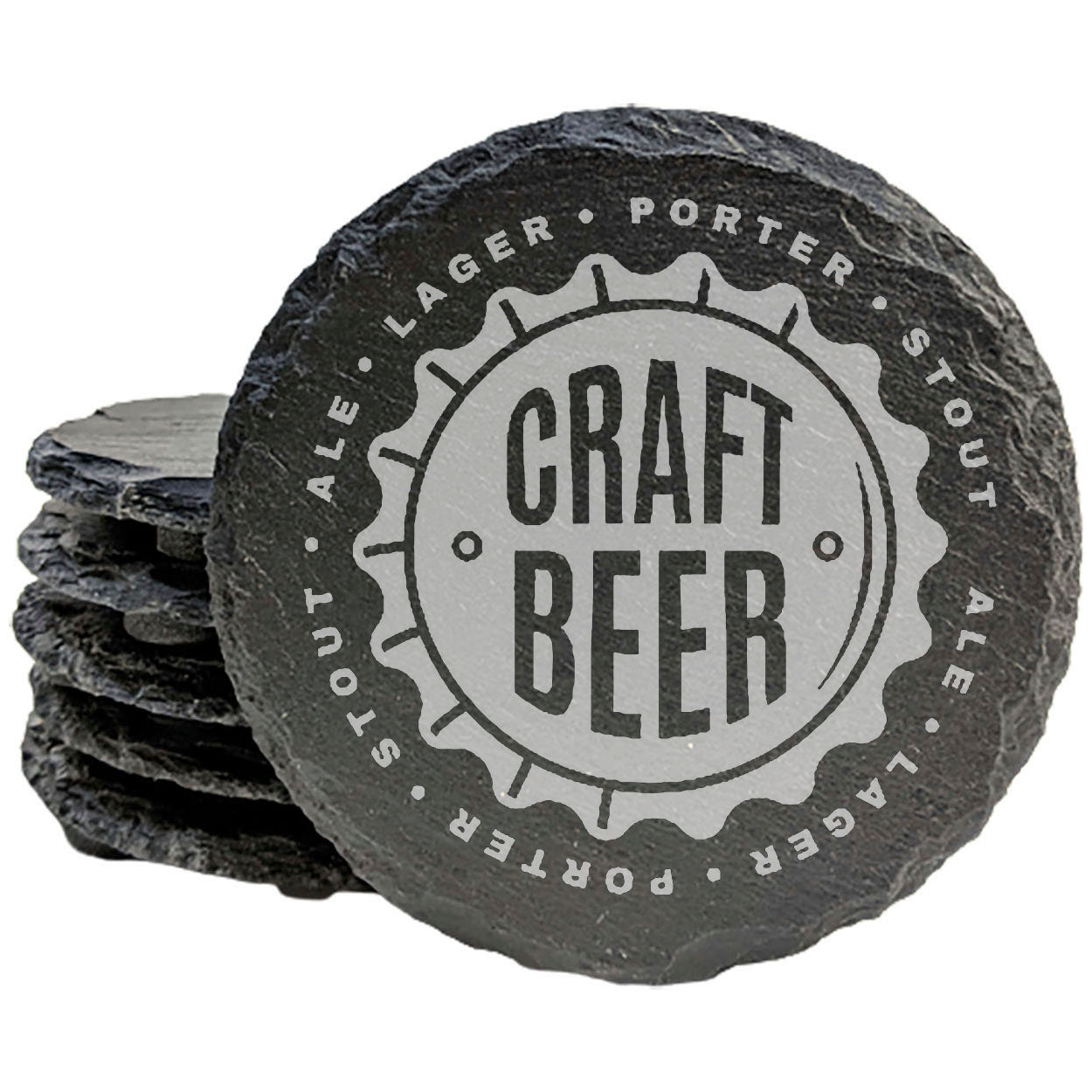Level Up Your Craft Beer Game: Laser-Etched Slate Coasters with Bottle Cap Design