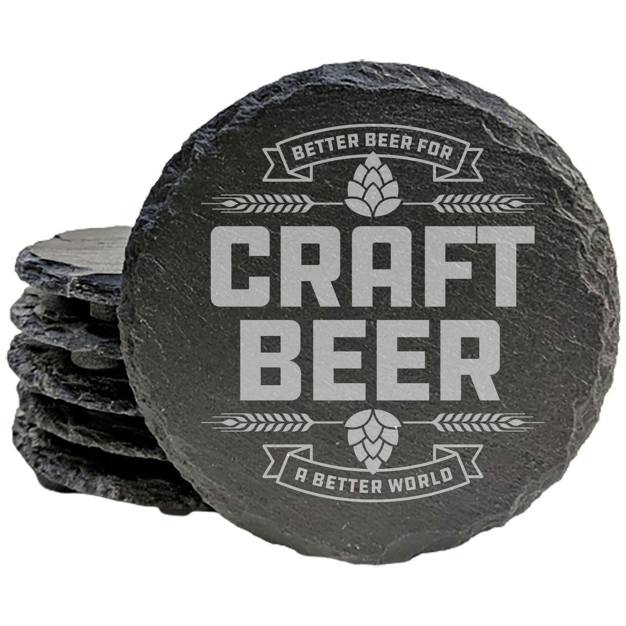 Ethical Sipping: "Better Beer for a Better World" Slate Coasters for Craft Beer Lovers
