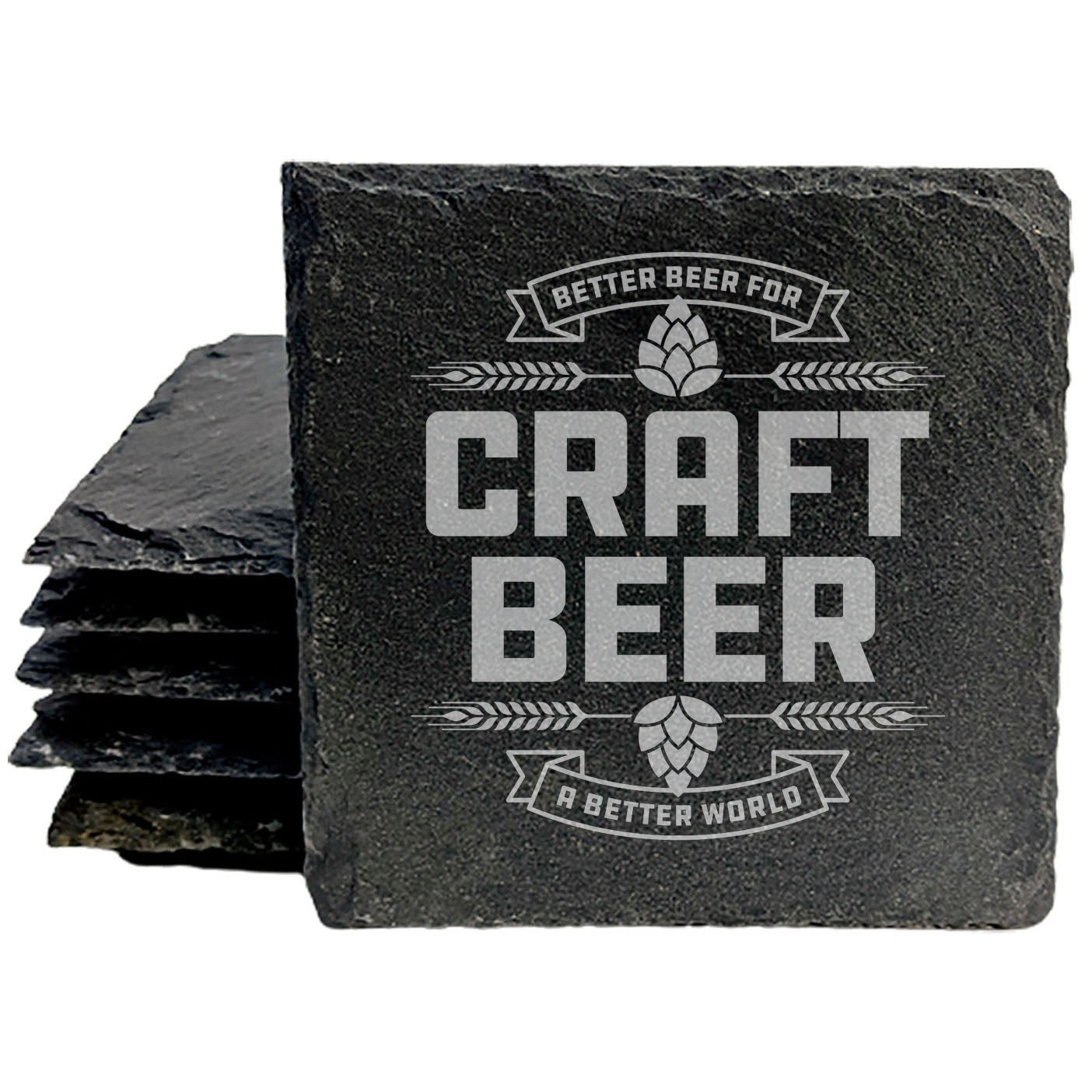 Ethical Sipping: "Better Beer for a Better World" Slate Coasters for Craft Beer Lovers