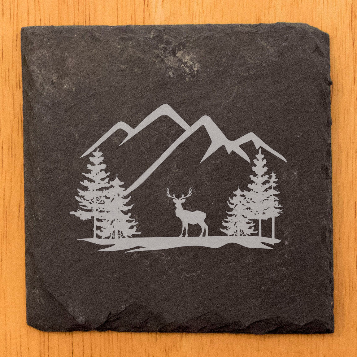 Wild Beauty: Majestic Elk & Mountain Laser-Etched Coasters - Elevate Your Table