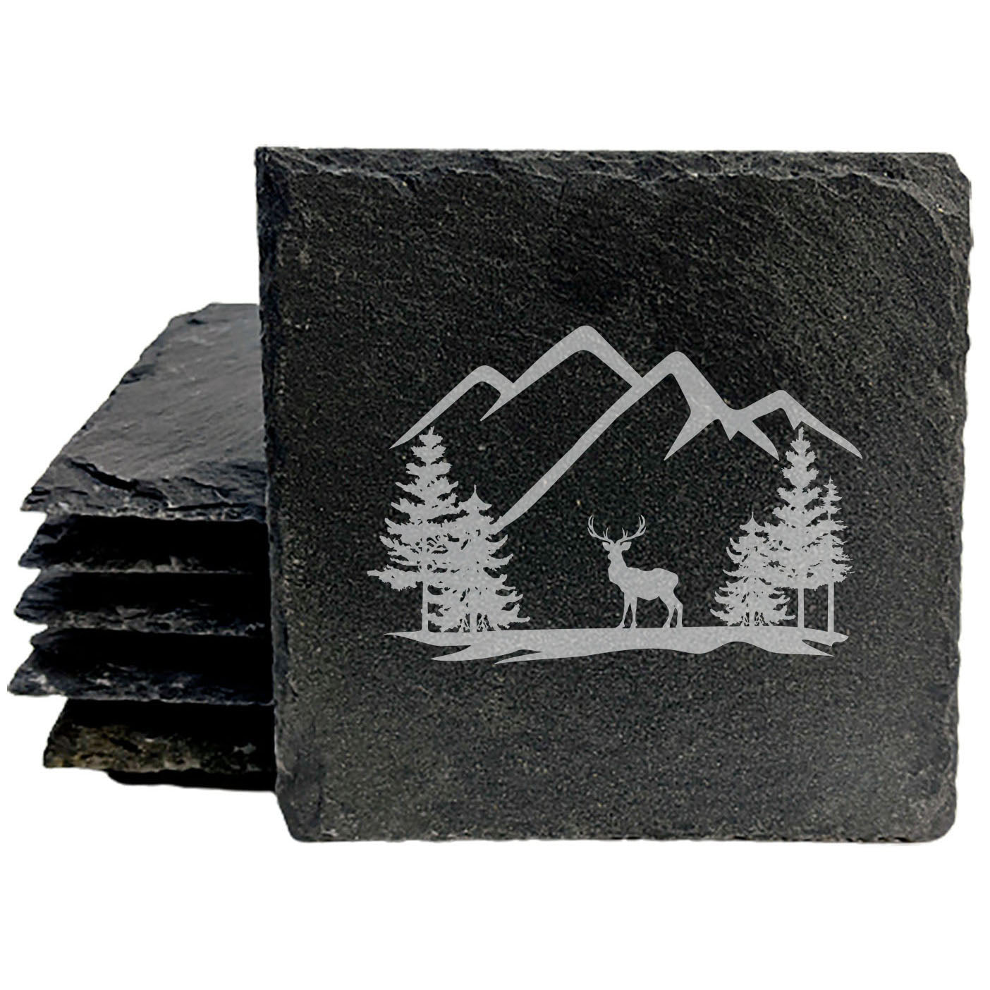 Wild Beauty: Majestic Elk & Mountain Laser-Etched Coasters - Elevate Your Table