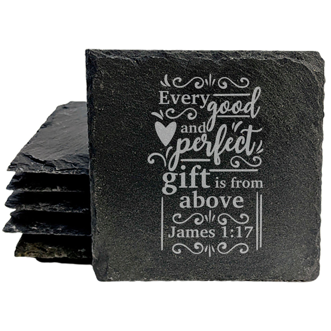 Faith and Hope: Laser Etched Conversation-Starting Coasters with James 1:17 Quote