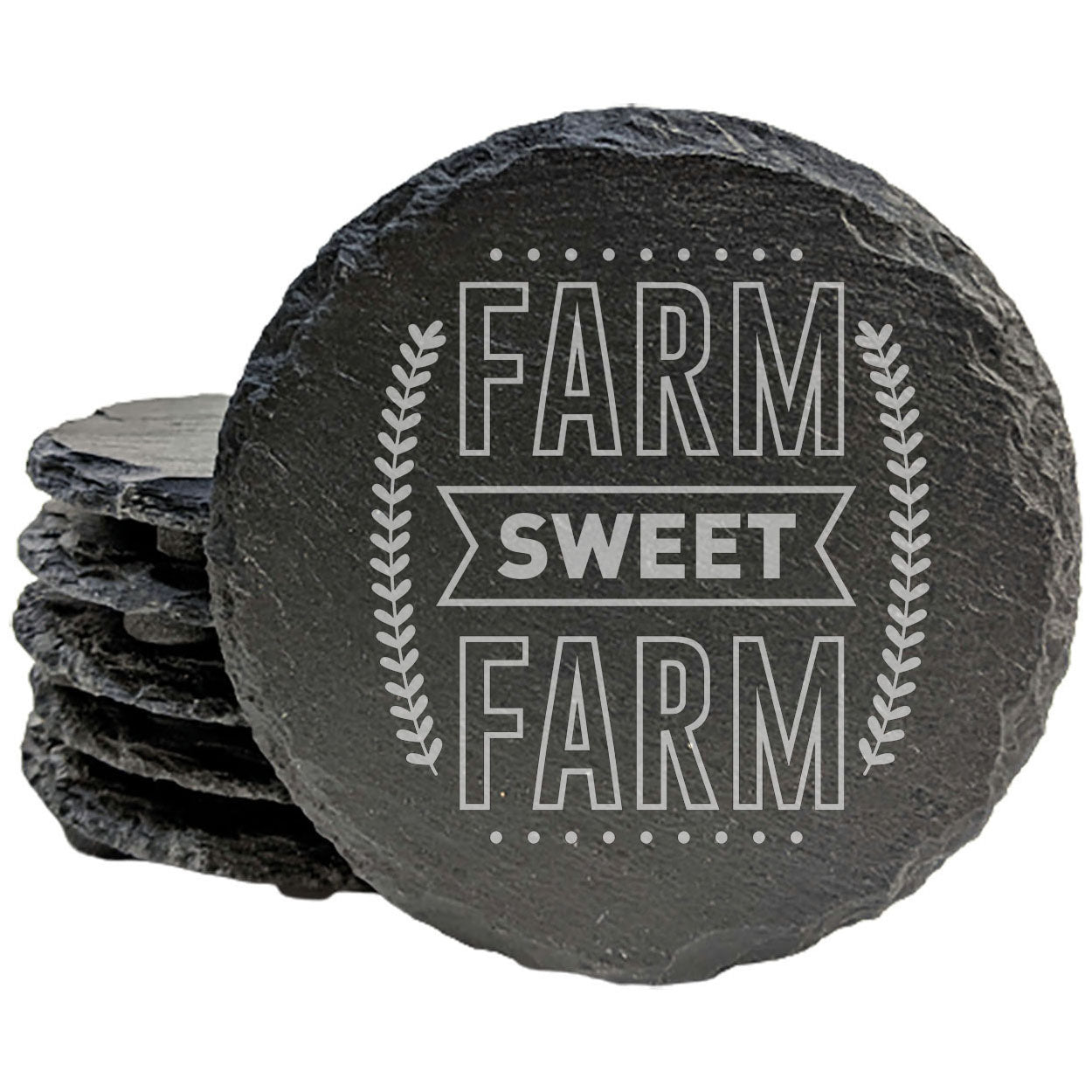 Laser Engraved "Farm Sweet Farm" Coasters: A Touch of Country Charm