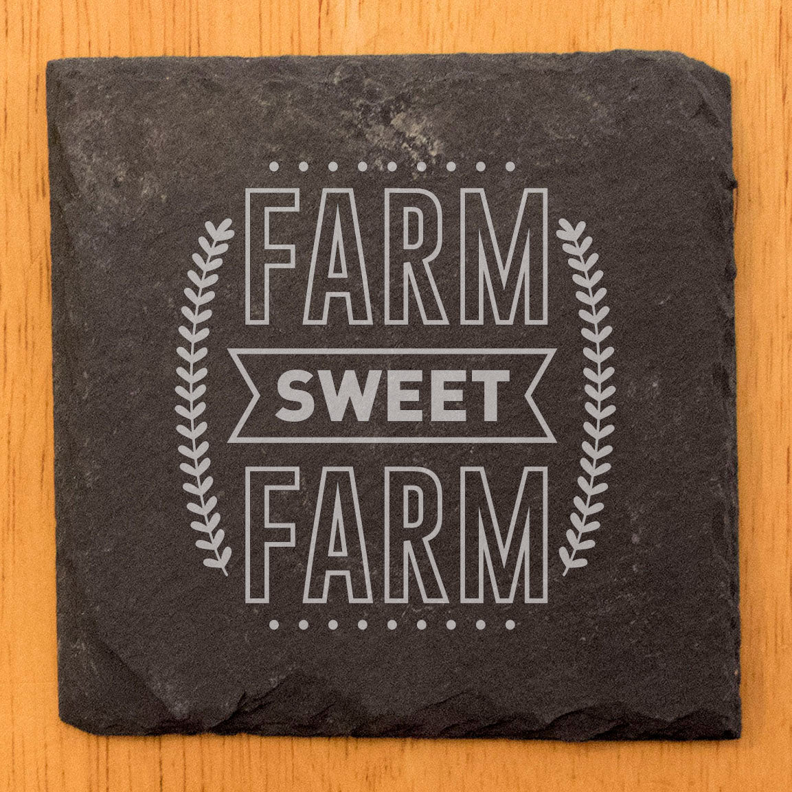 Laser Engraved "Farm Sweet Farm" Coasters: A Touch of Country Charm
