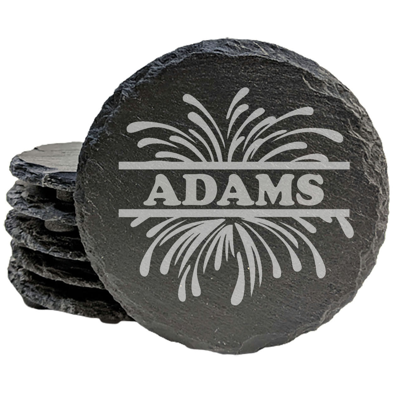 Let Freedom Ring: Personalized Fireworks Coasters with Split Monogram