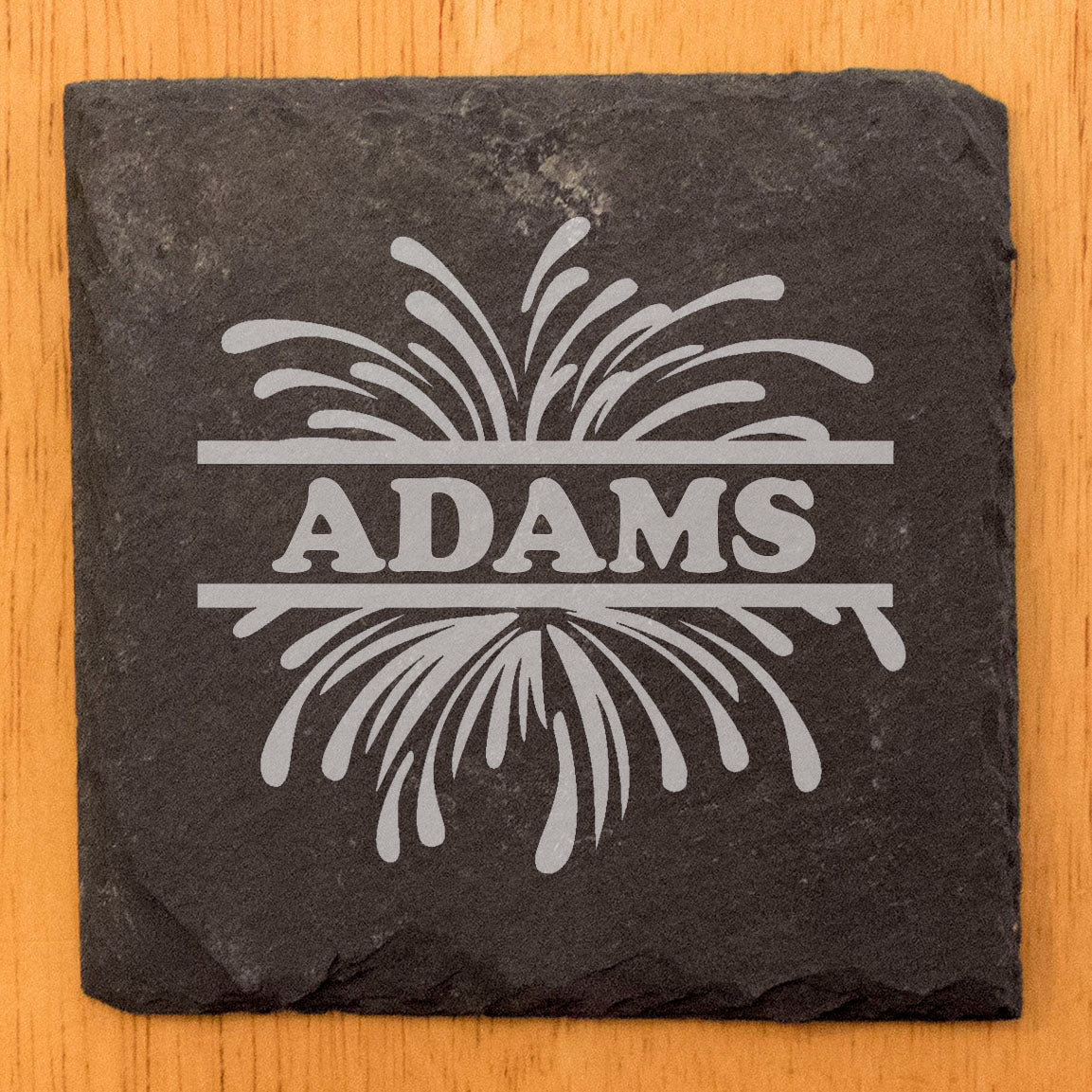 Let Freedom Ring: Personalized Fireworks Coasters with Split Monogram