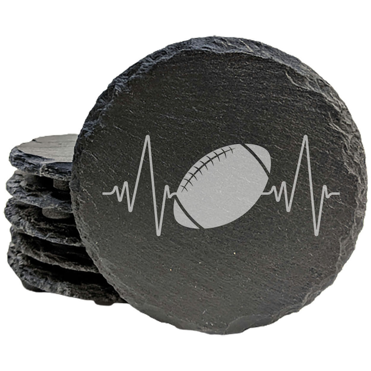 Laser Etched Slate Coasters: My Heart Beats Football - EKG Design