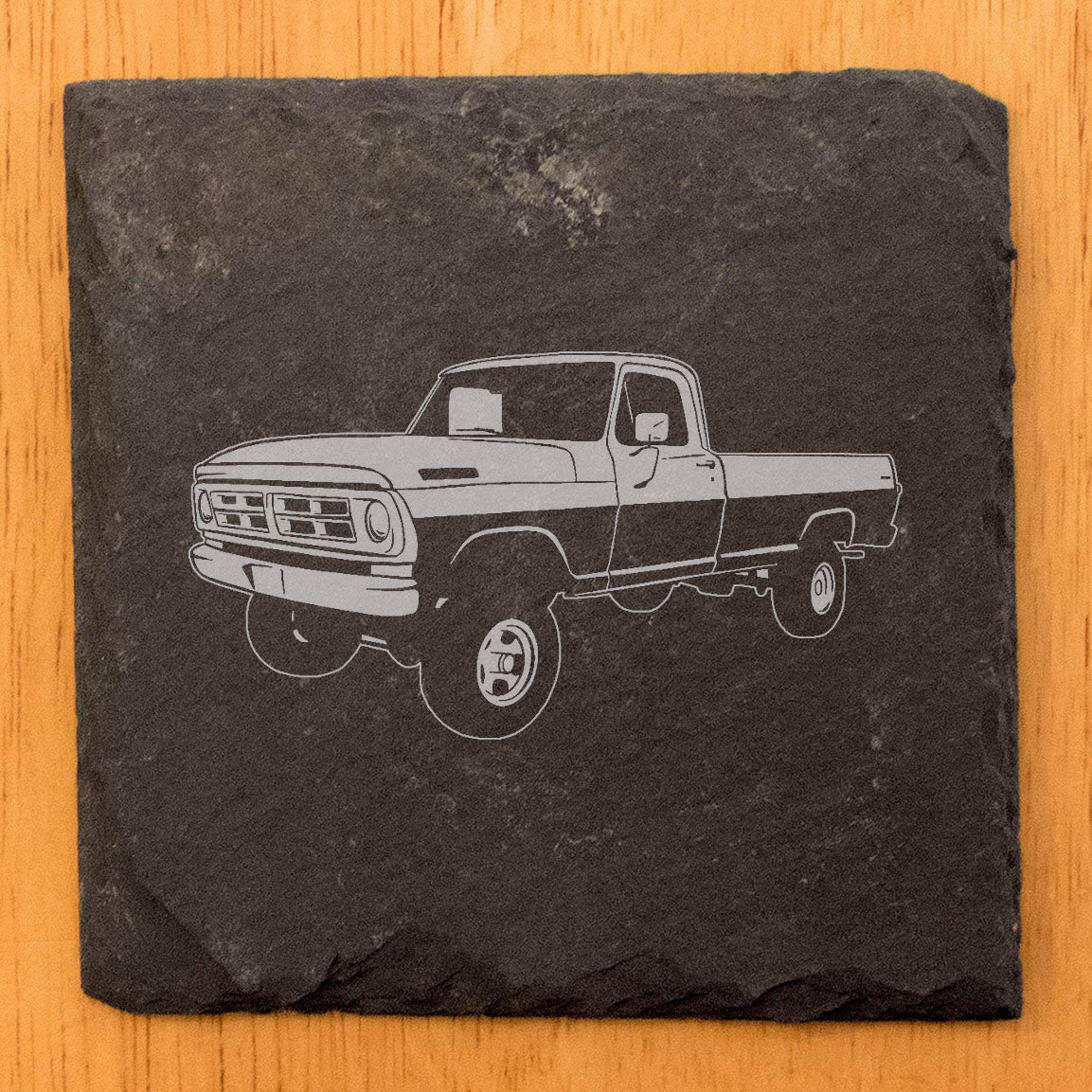 Vintage 1972 Ford F100 Pickup Design Rustic Slate Coasters Set