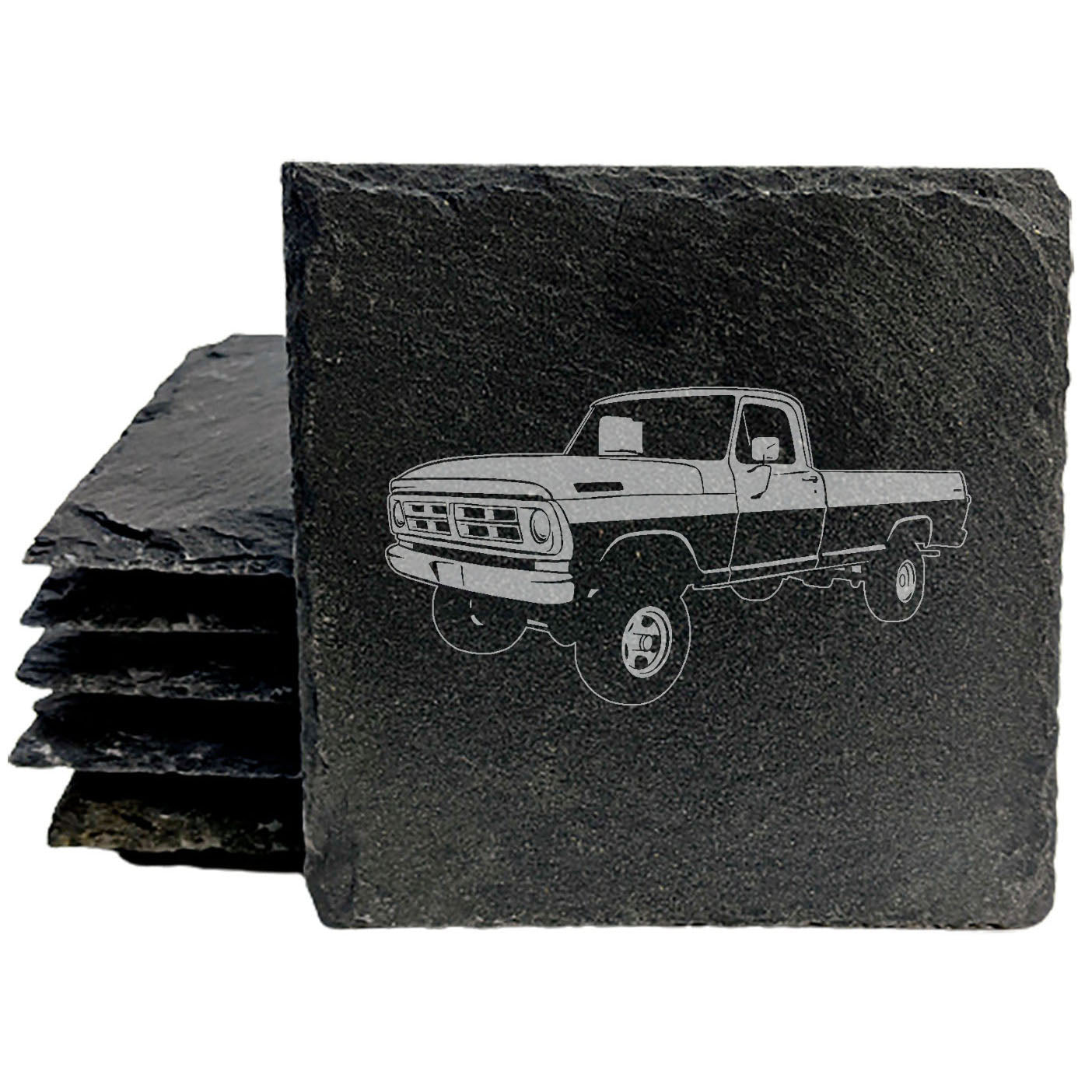 Vintage 1972 Ford F100 Pickup Design Rustic Slate Coasters Set