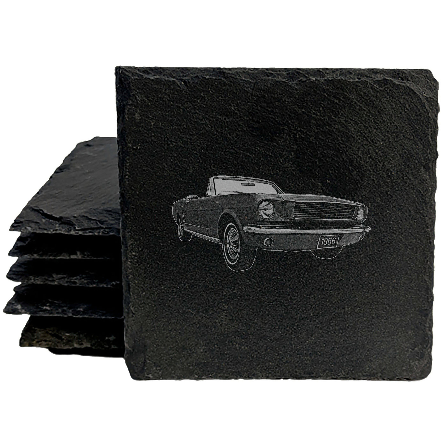 Galloping Style: Laser-Etched 1966 Mustang Coasters (2 Designs)