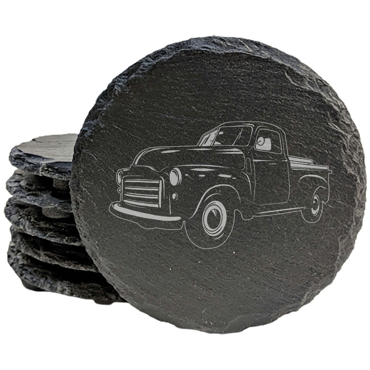 1950 GMC 100 Pickup Design Rustic Slate Coasters | Laser Etched Drink Coasters for Home Decor