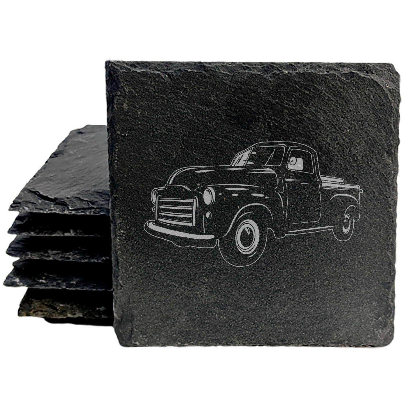 1950 GMC 100 Pickup Design Rustic Slate Coasters | Laser Etched Drink Coasters for Home Decor