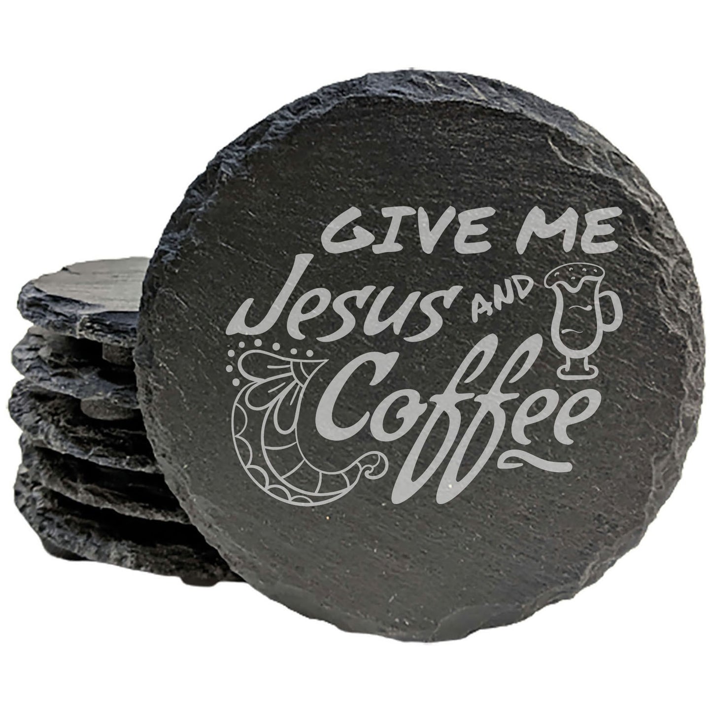 Inspirational Coasters: Faith & Coffee - "Give Me Jesus & Coffee"