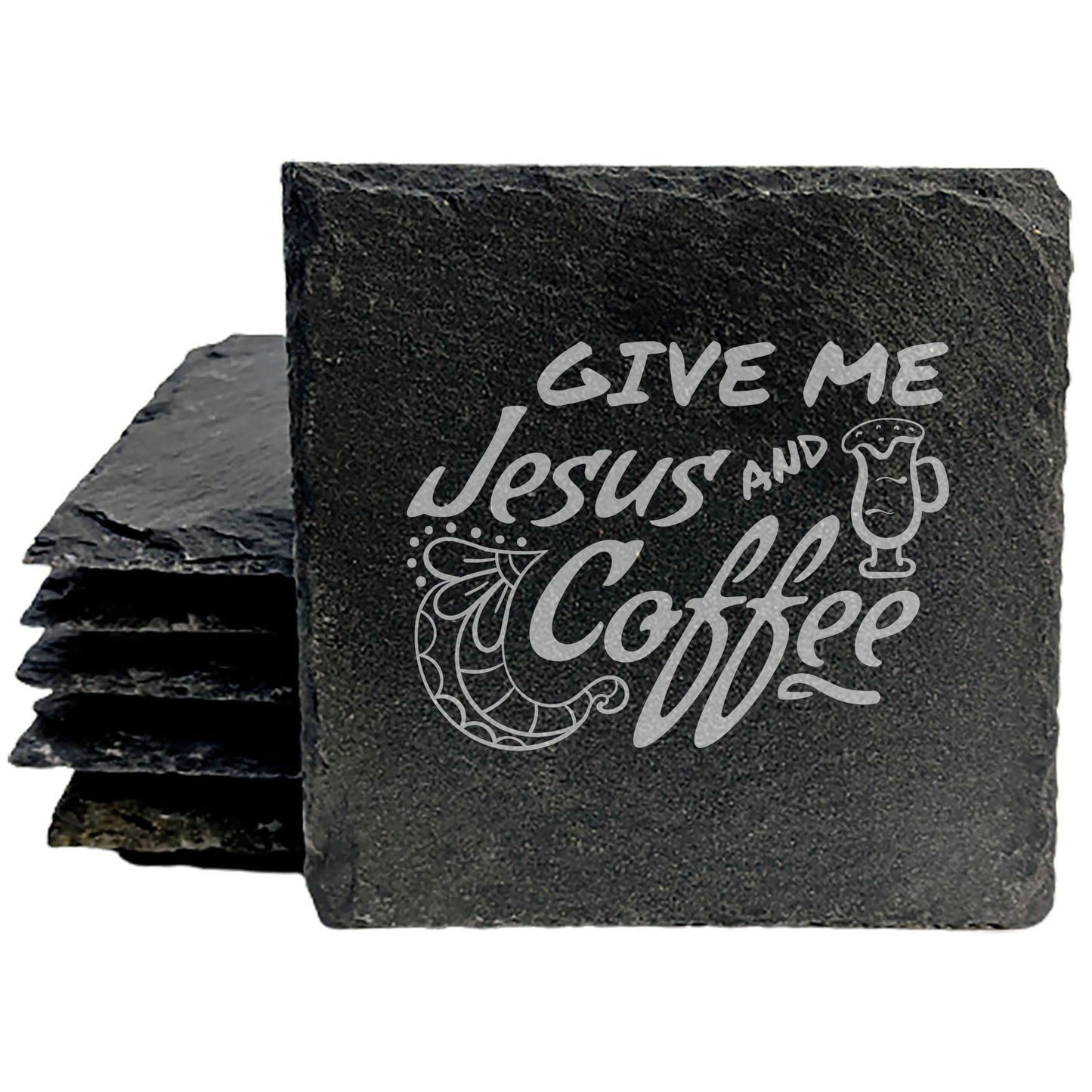 Inspirational Coasters: Faith & Coffee - "Give Me Jesus & Coffee"