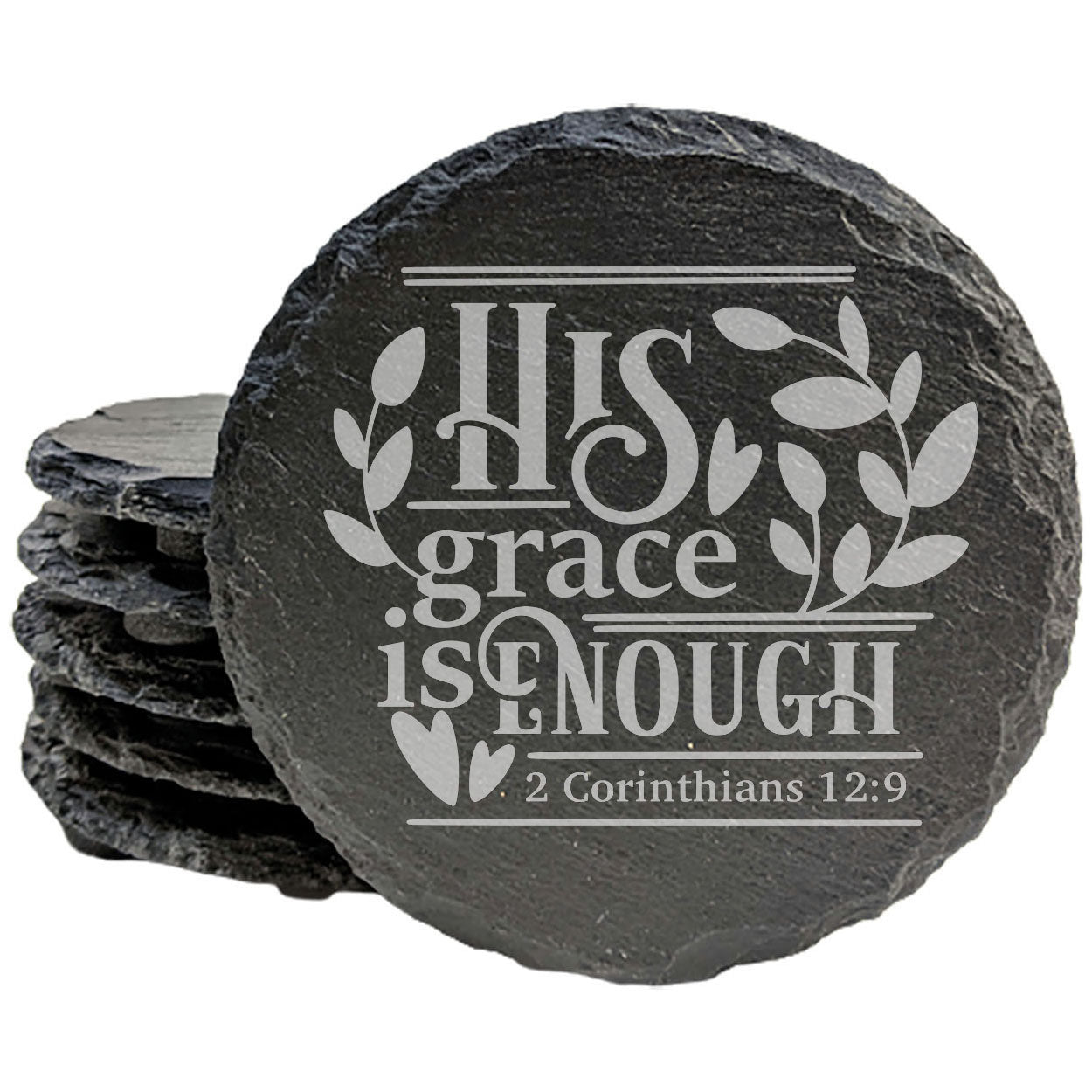 Faith and Hope: Laser Etched Inspirational Coasters: Finding Strength in Faith - "His Grace is Enough"