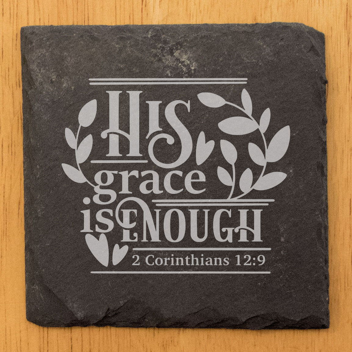 Faith and Hope: Laser Etched Inspirational Coasters: Finding Strength in Faith - "His Grace is Enough"