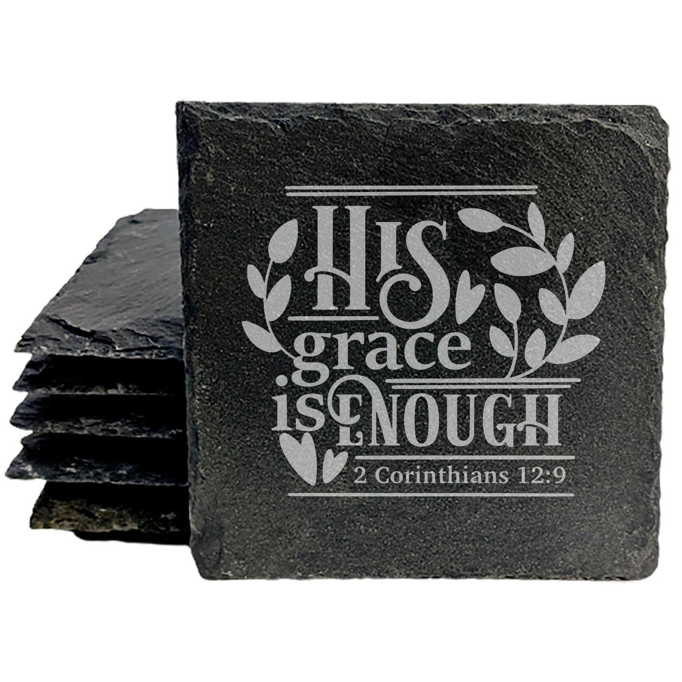 Faith and Hope: Laser Etched Inspirational Coasters: Finding Strength in Faith - "His Grace is Enough"