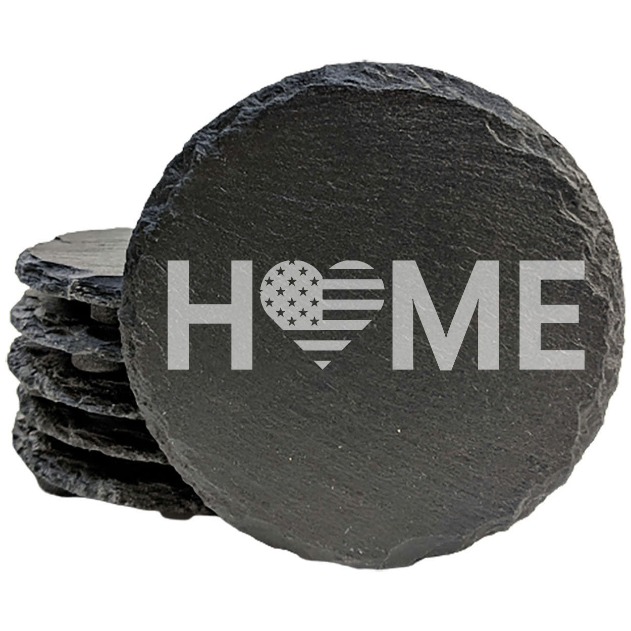 Heartfelt Home Coasters: Rustic Slate with American Flag Design