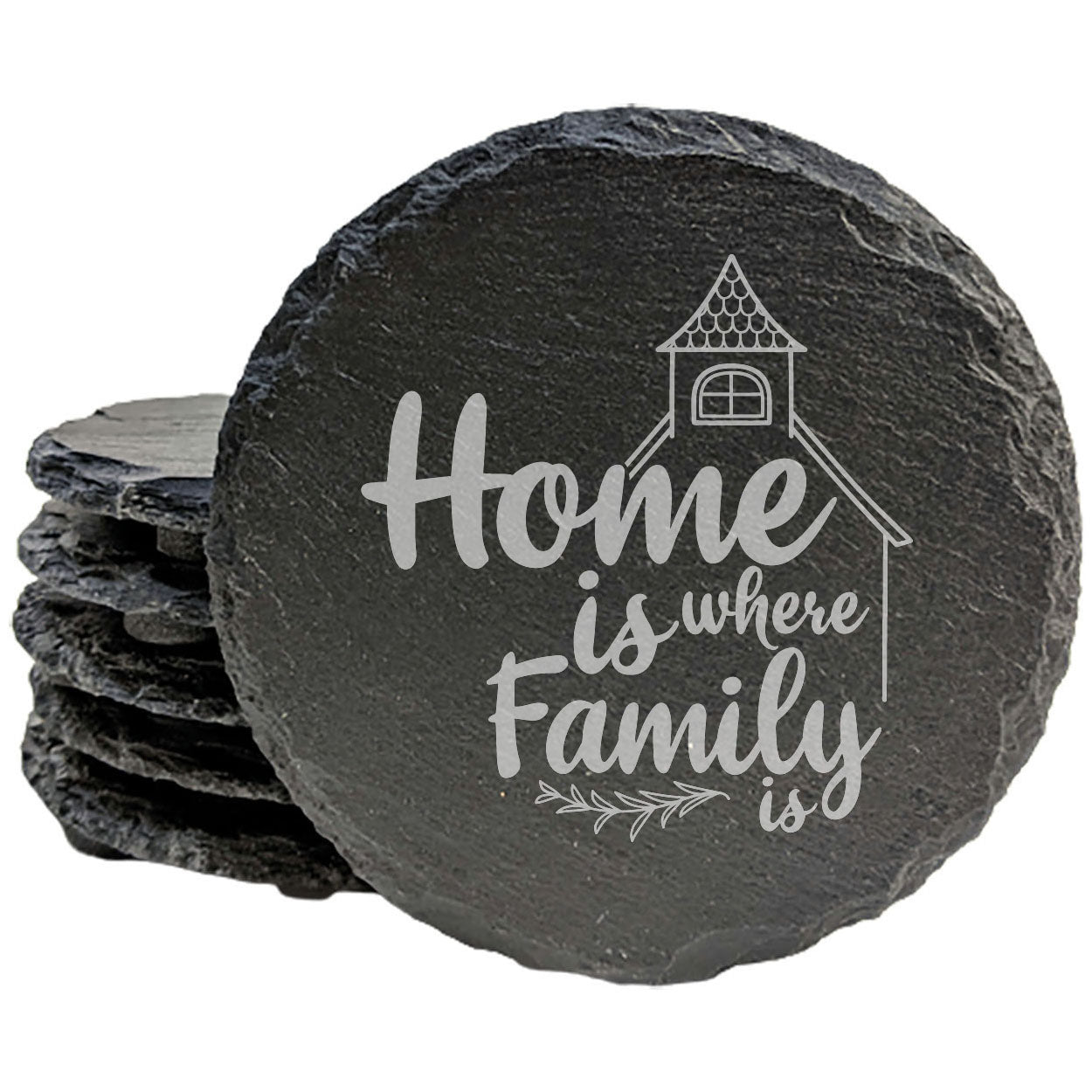 Christian Coasters: Inspirational Message - "Home is Where Family Is"