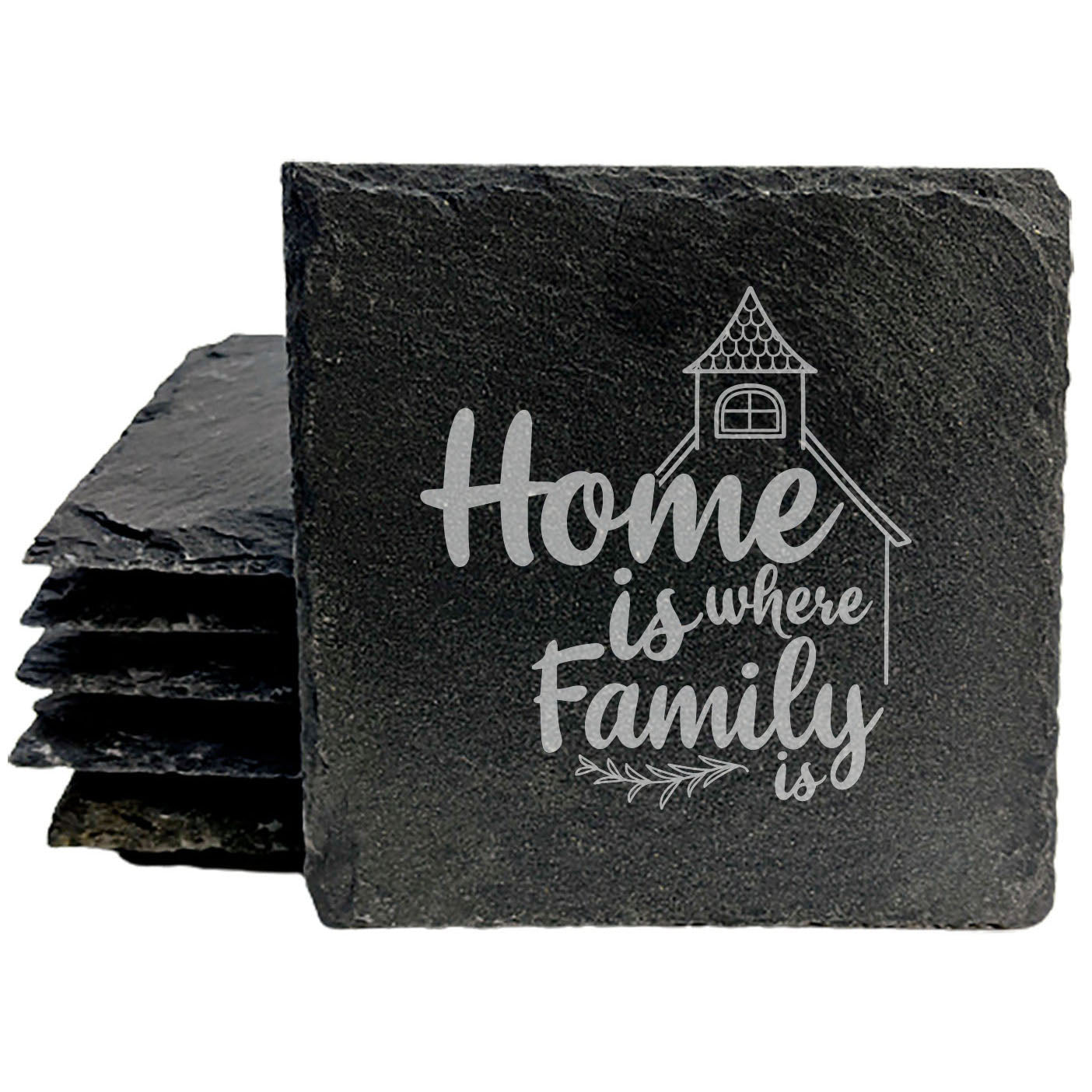 Christian Coasters: Inspirational Message - "Home is Where Family Is"