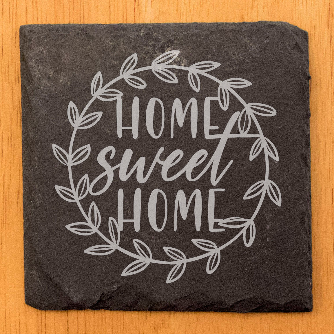 Beautiful Floral Coasters: Home Sweet Home, Rustic Slate